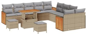 vidaXL Σετ Καναπέ Κήπου με μαξιλάρι 13 pcs μπεζ και ανοιχτό γκρι