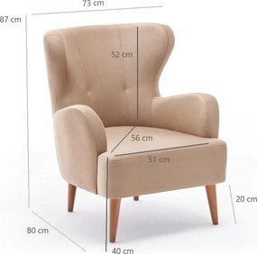 Πολυθρόνα Κρέμα KARINA 80x73x87