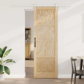 vidaXL Συρόμενη Πόρτα με Σετ Εξαρτημάτων 78x232 εκ. Μασίφ Ξύλο Πεύκου