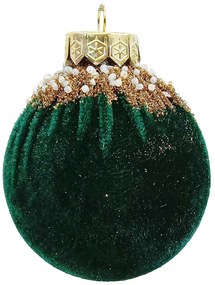 Χριστουγεννιάτικη Μπάλα Πράσινη Velvet με Γκλίτερ 8cm 26249