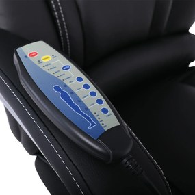BF8550 Massage Relax Πολυθρόνα Γραφείου Διευθυντή, Βάση Χρώμιο με Υποπόδιο, Pu  Μαύρο   1τμχ