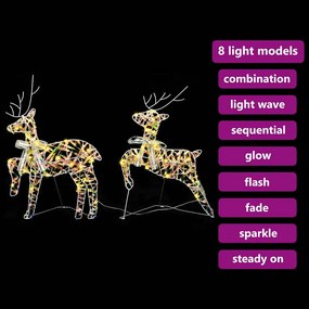 vidaXL LED Ελάφια με 40 LED 2 pcs Θερμό λευκό PET