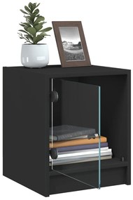 vidaXL Κομοδίνο με Γυάλινη Πόρτα Μαύρο 35x37x42 εκ. με Γυάλινες Πόρτες