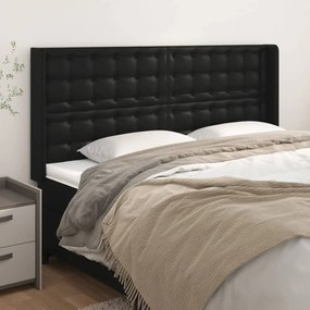 Κεφαλάρι με Πτερύγια Μαύρο 183x16x118/128 εκ. Συνθ. Δέρμα 3119682
