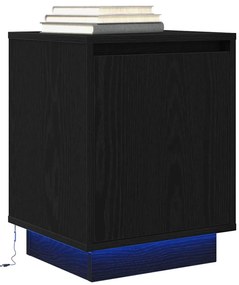 vidaXL Κομοδίνο με φώτα LED Μαύρο 38x34x50 cm