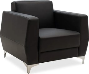 Πολυθρόνα Dermis pakoworld inox-τεχνόδερμα μαύρο 88x75x75εκ