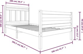 vidaXL Πλαίσιο Κρεβατιού 100 x 200 εκ. από Μασίφ Ξύλο