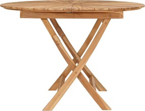 vidaXL Αναδιπλούμενο Τραπέζι Κήπου Φυσικό Ø 110 x 75 cm