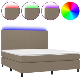 vidaXL Κρεβάτι Boxspring με Στρώμα &amp; LED Taupe 180x200 εκ. Υφασμάτινο