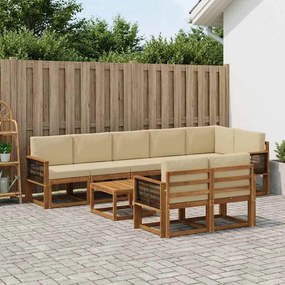 vidaXL Σειρά Καναπέ Εξωτερικού 9 pcs Φυσικό και Μπεζ Πολυεστέρας