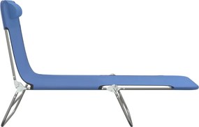 vidaXL Ξαπλώστρες Πτυσσόμενες 2 τεμ. Μπλε από Textilene &amp; Ατσάλι