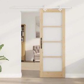 vidaXL Συρόμενη Πόρτα Καφέ 73.5 x 198.5 εκ. Ξύλο και μέταλλο