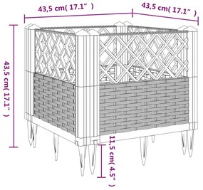 Ζαρντινιέρα με Πασσάλους Μαύρη 43,5x43,5x43,5εκ. Πολυπροπυλένιο - Μαύρο