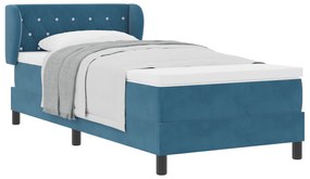 vidaXL Κρεβάτι με Στρώμα Σπαστό Σκούρο Μπλε 90x200 εκ. Βελούδο