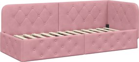 vidaXL Κρεβάτι Γωνίας Ροζ 80 x 200 cm Βελούδο