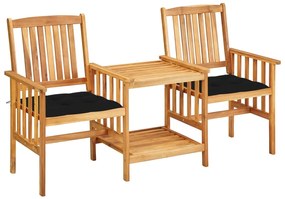 Καρέκλες Κήπου Με Τραπέζι από Μασίφ Ξύλο Ακακίας και Μαξιλάρια
