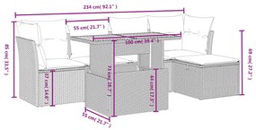 vidaXL Καναπές Κήπου 6 Τεμαχίων Μαύρο από Συνθετικό Ρατάν με Μαξιλάρια