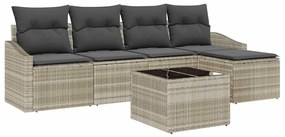 vidaXL Σέτ φαγητού για κήπο με μαξιλάρι 6 pcs Ανοιχτό γκρι