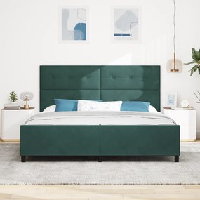 vidaXL Κρεβάτι Dark Green 200x200 εκ. Βελούδο