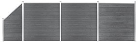 vidaXL Πάνελ Περίφραξης 3 Τετράγωνα + 1 Κεκλιμένο Γκρι 619x186 εκ. WPC