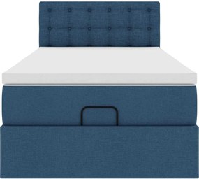 vidaXL Οθωμανικό κρεβάτι με στρώμα μπλε 100x200cm ύφασμα