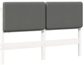 vidaXL Ταπετσαρισμένο κεφαλάρι Λευκό και Ανοιχτό Γκρι 140 cm