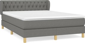 vidaXL Κρεβάτι Boxspring με Στρώμα Σκούρο Γκρι 140x190 εκ. Υφασμάτινο
