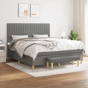 Κρεβάτι Boxspring με Στρώμα Σκούρο Γκρι 160x200 εκ Υφασμάτινο - Γκρι