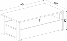 Τραπεζάκι σαλονιού Balina Megapap χρώμα λευκό 110x60x40εκ.