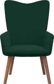 vidaXL Πολυθρόνα Relax Σκούρο Πράσινο Βελούδινη με Σκαμπό