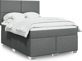vidaXL Κρεβάτι Boxspring με Στρώμα Σκούρο Γκρι 140x200 εκ Υφασμάτινο