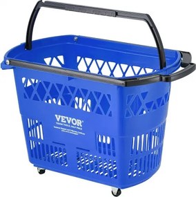 VEVOR Plastic Rolling Shopping Trolley Basket On Wheels 6PCS 39L with Handle