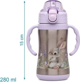 Παγούρι Θερμός Kiokids με Λαβές Lavender Bunny 280ml 6m