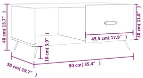 Τραπεζάκι Σαλονιού Λευκό 90x50x40 εκ. Επεξεργασμένο Ξύλο - Λευκό