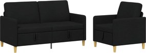 vidaXL Σαλονάκι Σετ Με Αποθηκευτικό Χώρο 2 pcs Μαύρο Πολυεστέρας
