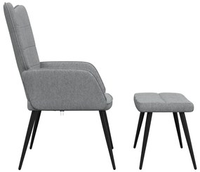 vidaXL Πολυθρόνα Relax Ανοιχτό Γκρι Υφασμάτινη με Σκαμπό