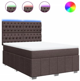 VidaXL Κρεβάτι Boxspring με Στρώμα Σκούρο Καφέ 140x200 εκ Υφασμάτινο