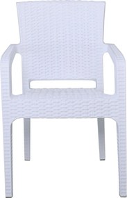 LORA Πολυθρόνα Κήπου Στοιβαζόμενη, PP (Rattan Look) Απόχρωση Άσπρο   1τμχ