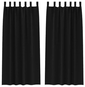vidaXL Κουρτίνες με κουρτίνες 2 pcs Μαύρο 260x140εκ. Πολυεστέρας