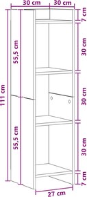vidaXL Βιβλιοθήκη Artisian Δρυς 30 x 30 x 111 εκ Επεξεργασμένο Ξύλο