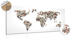 Εικόνα στον παγκόσμιο χάρτη φελλού που αποτελείται από ανθρώπους - 100x50  flags