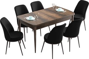 Extendable Dining Table &amp; Chairs Set (7 Pieces) Han - Baroque, Black Baroque
Black