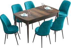 Extendable Dining Table &amp; Chairs Set (7 Pieces) Han - Baroque, Turquoise Baroque
Turquoise