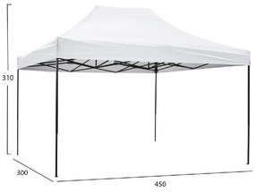 ΚΙΟΣΚΙ/GAZEBO MATTHEW HM6311 ΠΤΥΣΣΟΜΕΝΟ-ΣΚΕΛΕΤΟΣ ΜΕΤΑΛ.ΜΑΥΡΟΣ-ΛΕΥΚΟ ΥΦΑΣΜΑ 3x4,5x3,10Yμ