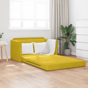 vidaXL Καναπές Δαπέδου 2 σε 1 Κίτρινος 124x204x61 εκ Βελούδο