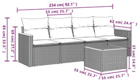 vidaXL Σετ Καναπέ Κήπου 5 τεμ. Μπεζ Συνθετικό Ρατάν με Μαξιλάρι