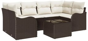 vidaXL Σετ Καναπέ Κήπου 7 pcs Καφέ 55 x 55 x 37 εκ Πολυ ράταν