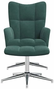 vidaXL Πολυθρόνα Relax Σκούρο Πράσινο Βελούδινη με Σκαμπό