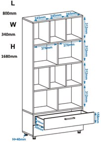 Βιβλιοθήκη POLKA-10 Φυσικό 80x31,60x168