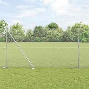 vidaXL Φράχτης με Στήλες. Ασημί 1.6 x 10 m Ατσάλι με επικάλυψη PVC